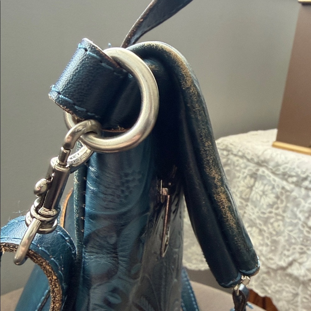 Patricia Nash Burnished Tooled Indigo Luzille Convvertible Backpack Leather - Picture 6 of 8